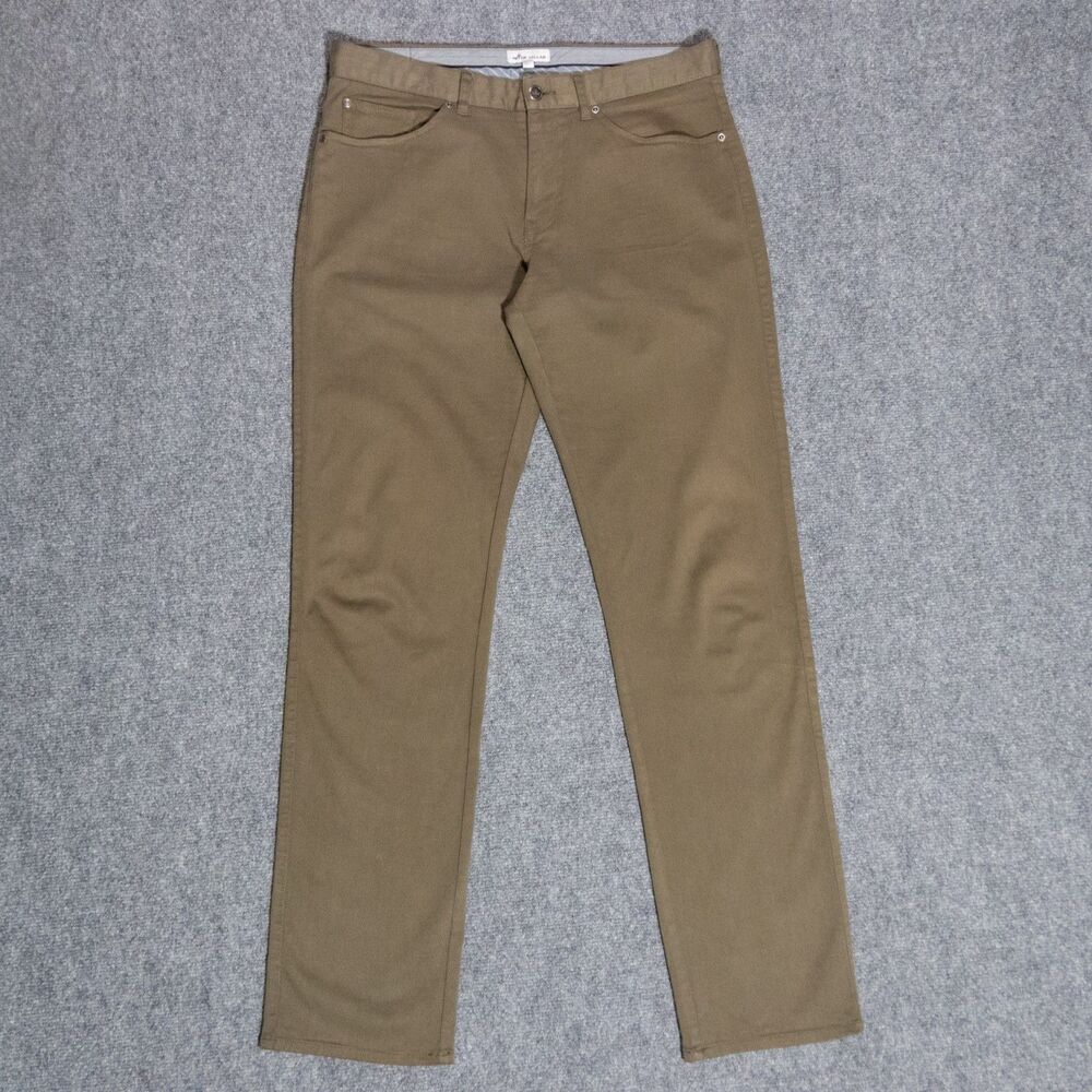 Peter Millar Ultimate Sateen 5 Pocket Golf Casual Pants Olive Green Men's 34x34